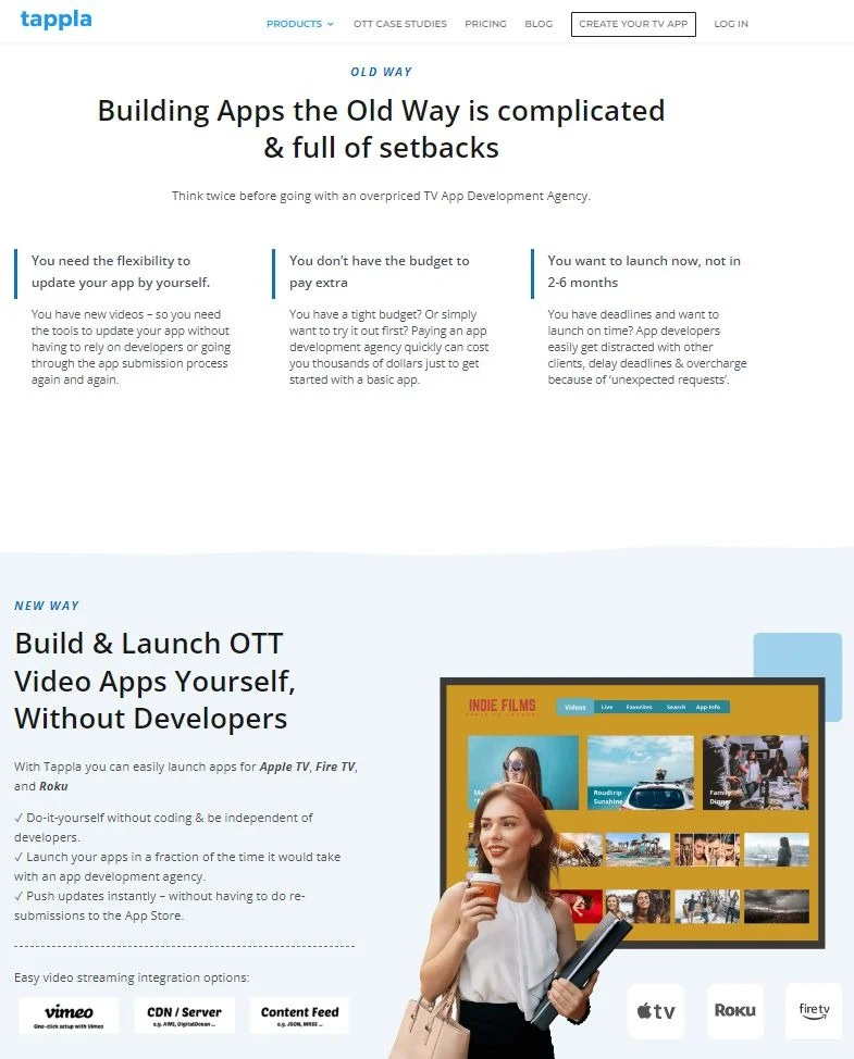 Tappla OTT App Builder Interface Showcase